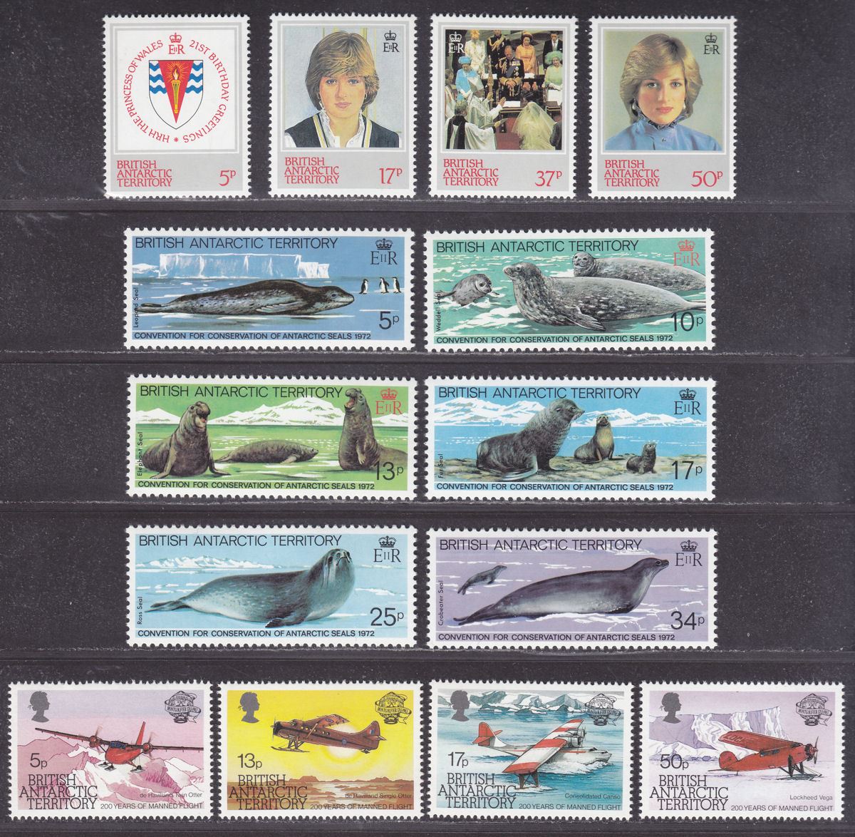 British Antarctic Territory 1980-83 QEII Selection UM Mint BAT - RGS / Seals