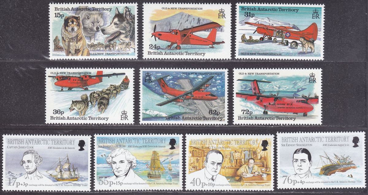 British Antarctic Territory 1994 Transportation / Heritage Fund Sets Mint