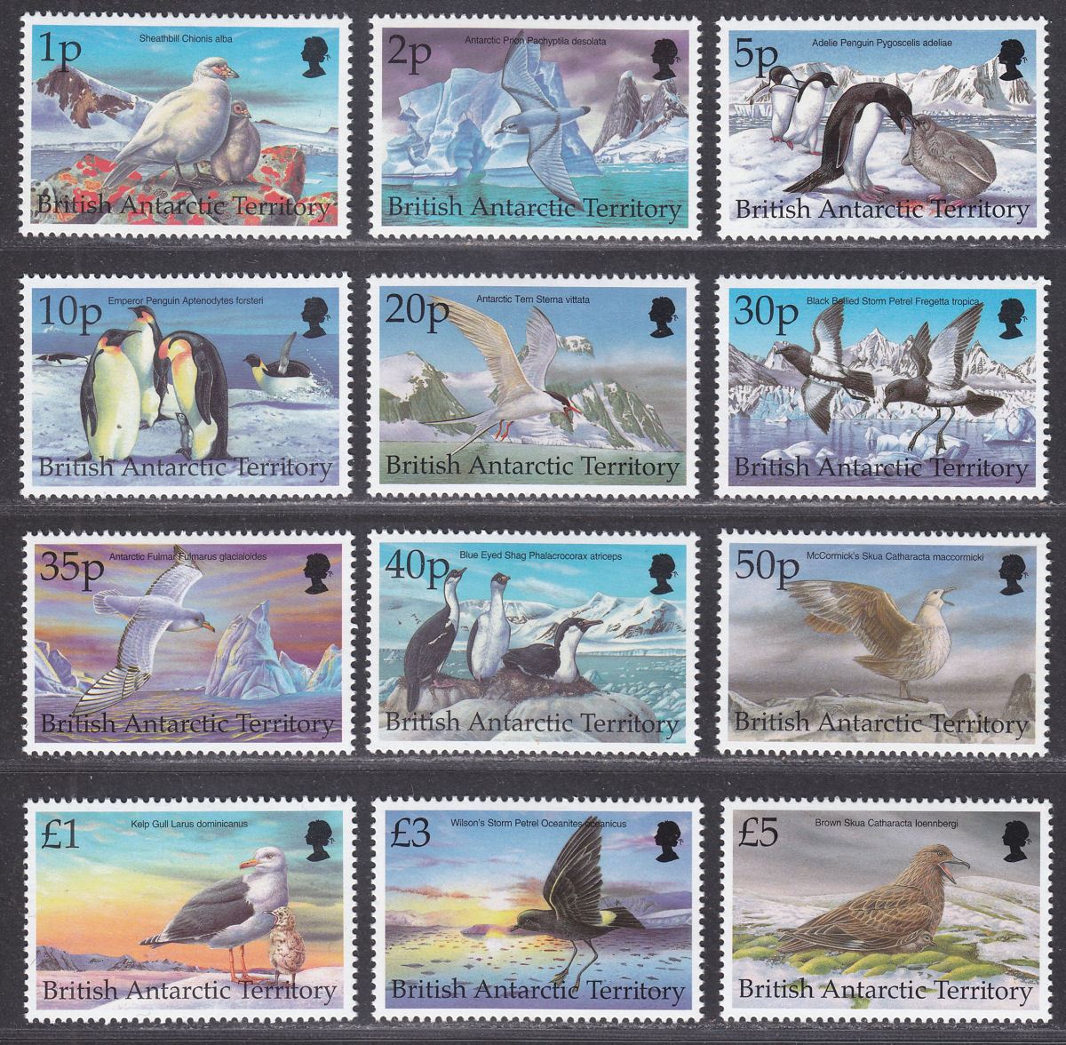 British Antarctic Territory 1998 QEII Birds Set Mint SG290-301 cat £45 BAT