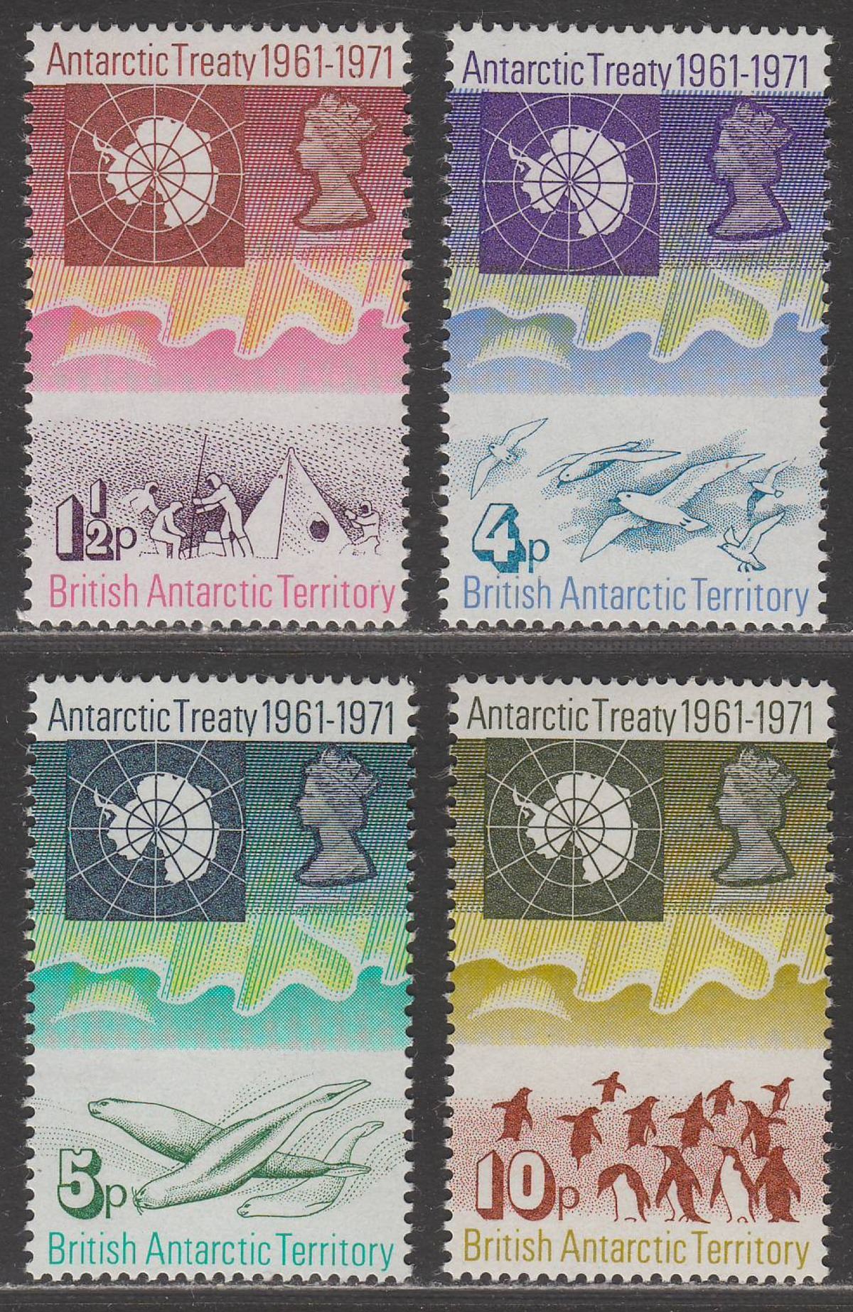 British Antarctic Territory 1971 QEII Treaty Set UM Mint SG38-41 cat £48 BAT