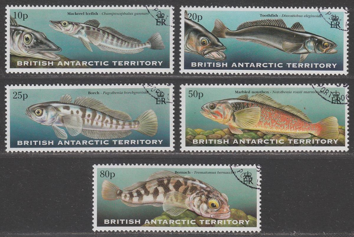 British Antarctic Territory 1999 QEII Fish Set Used SG302-306 cat £17 BAT