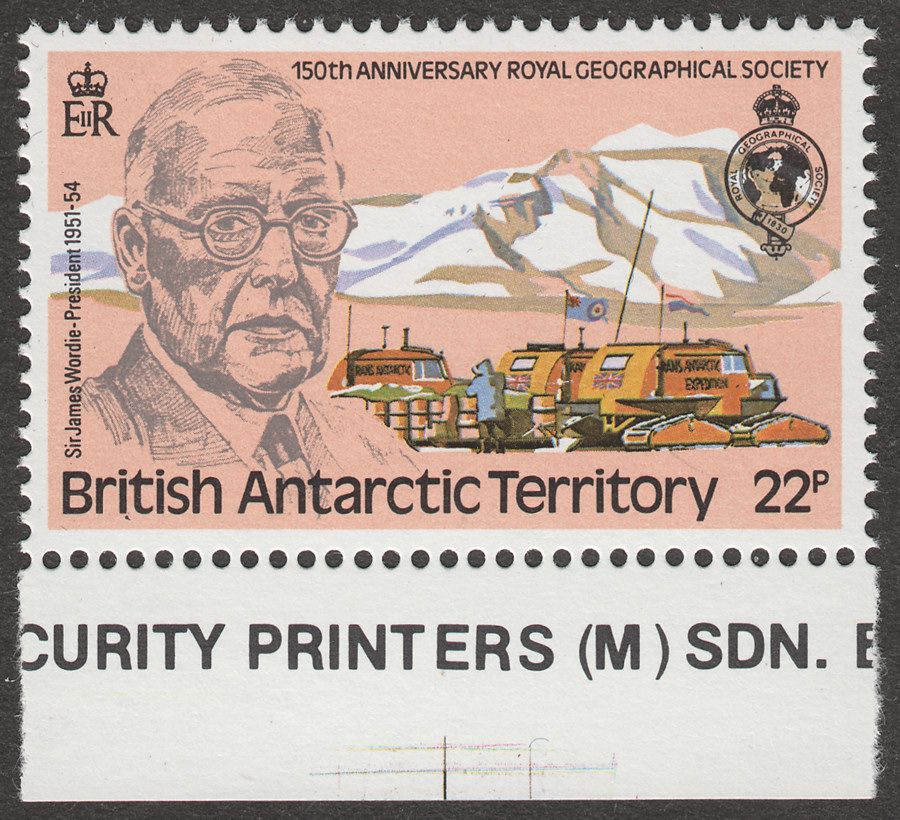 British Antarctic Territory 1980 Geographical 22p watermark Inverted SG97w