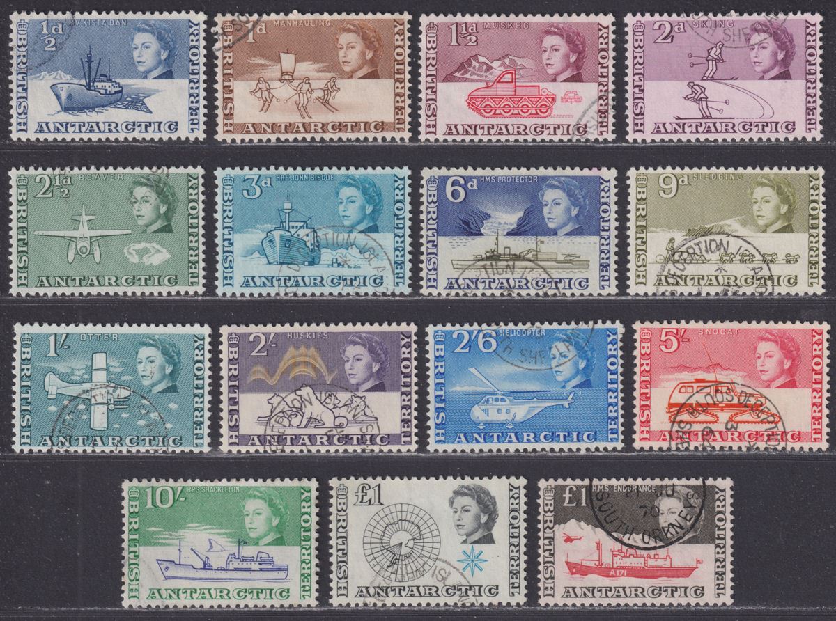 British Antarctic Territory 1963-69 QEII Part Set to £1 (missing 4d) Used c £250
