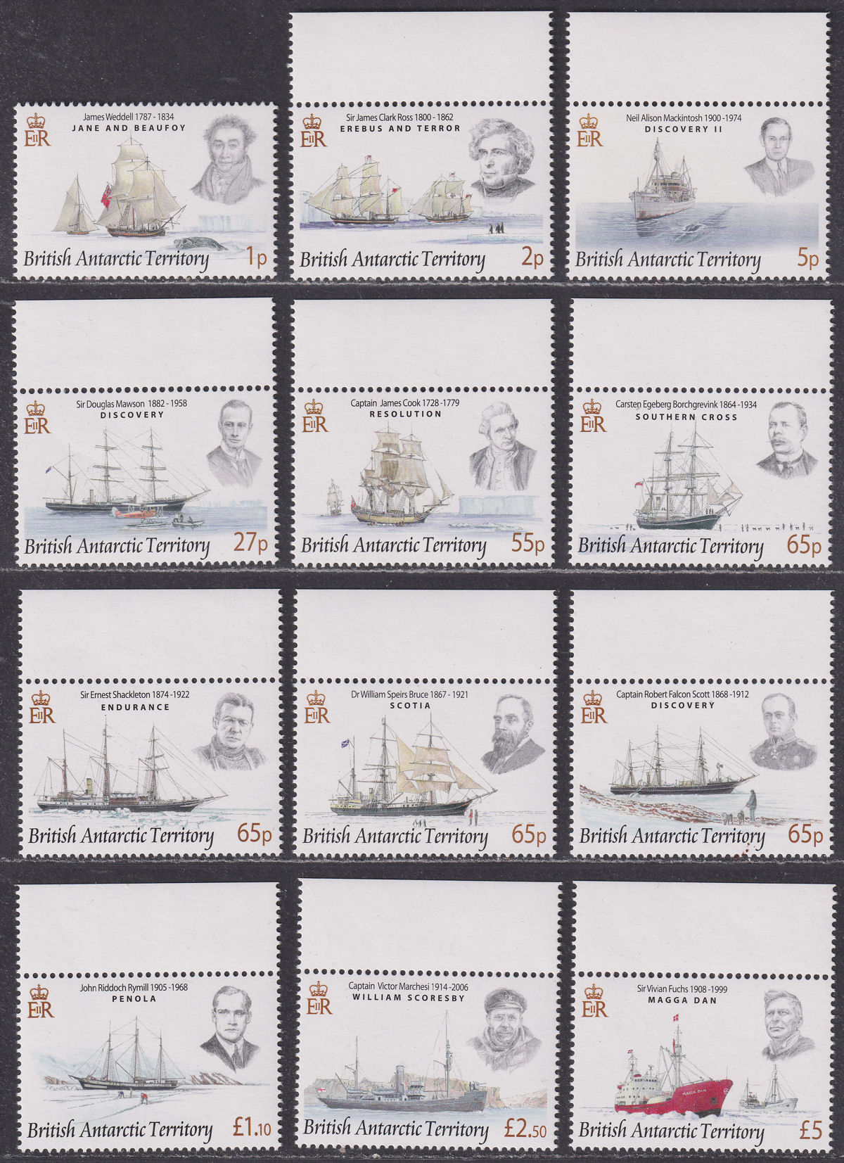 British Antarctic Territory 2008 Explorers and Ships Set Mint SG461-472 cat £45