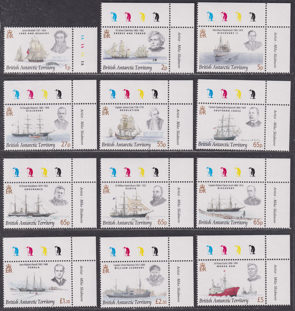 British Antarctic Territory 2008 Explorers and Ships Set Mint SG461-472 cat £45