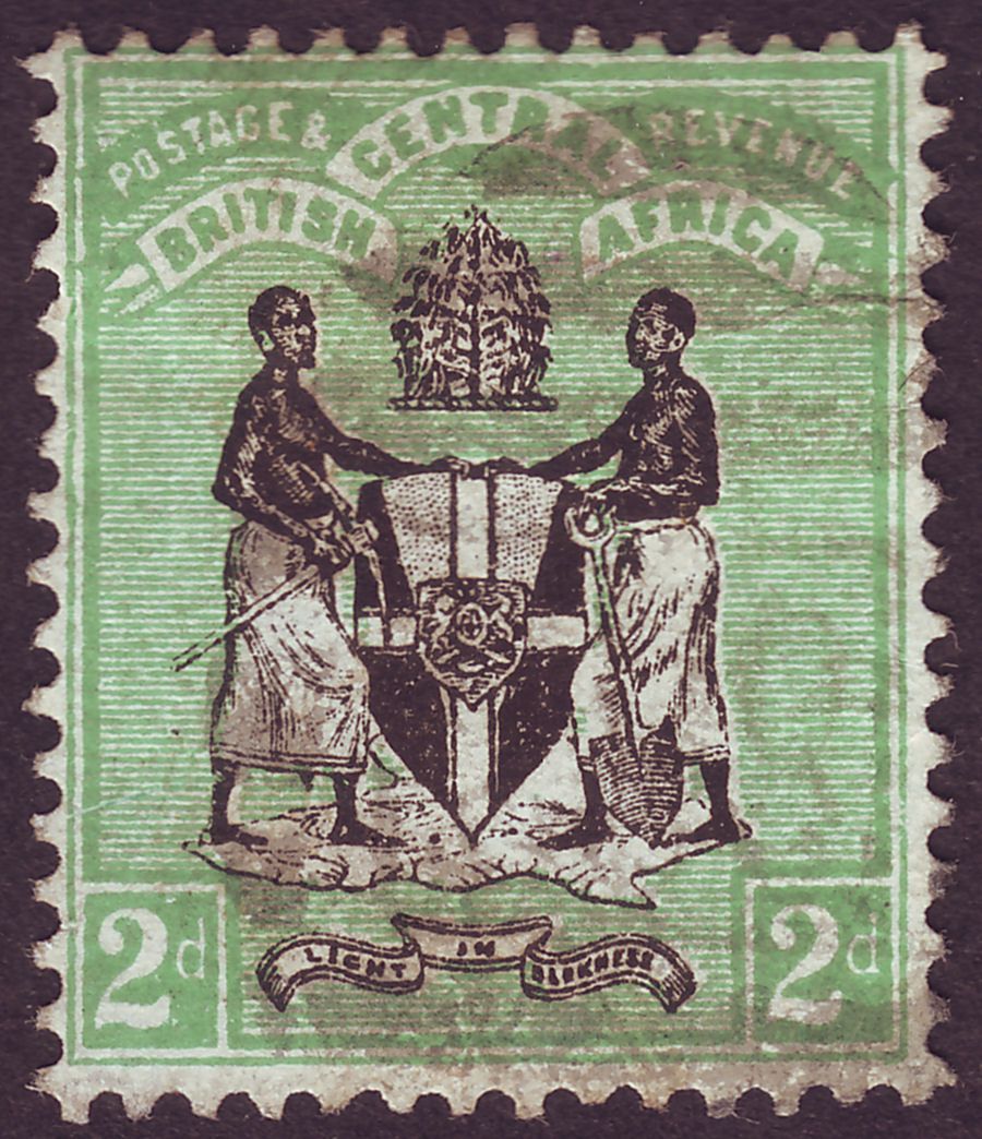 British Central Africa 1895 QV 2d Black and Green Used SG22