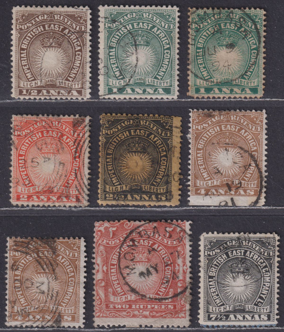 British East Africa 1890-95 QV Part Set to 2r Used