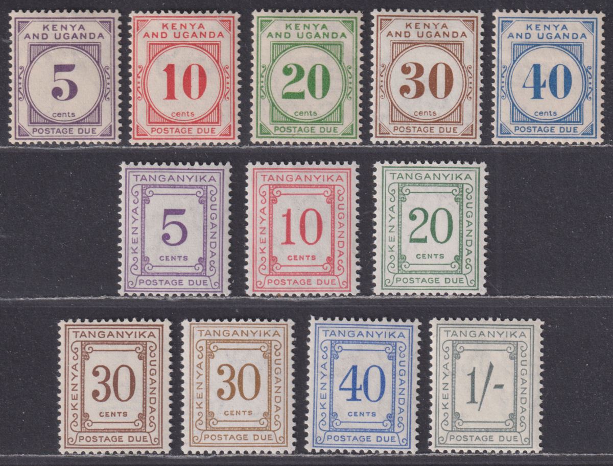 Kenya Uganda Tanganyika 1928-60 KGV Postage Due Selection to 1sh Mint
