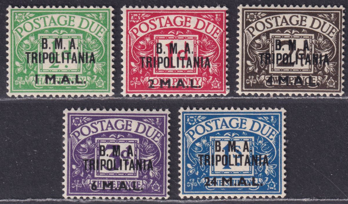 BOIC Tripolitania 1948 KGVI BMA Postage Due Surcharge Set UM Mint SG TD1-5 c£50