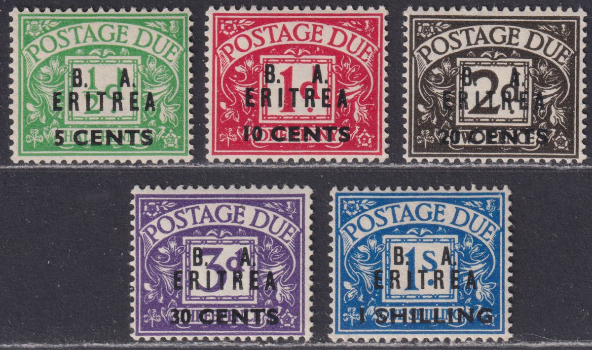 BOIC Eritrea 1950 KGVI BA Postage Due Surcharge Set Mint SG ED6-ED10 cat £80