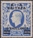BOIC Eritrea 1950 KGVI BA Overprint 10sh Mint SG E25 c £80 toned