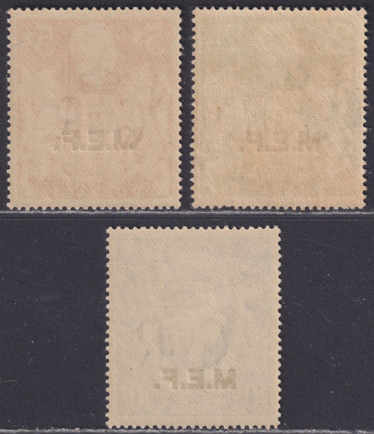 BOIC MEF 1947 KGVI Overprint 2sh6d, 5sh, 10sh UM Mint SG M19-M21 cat £90