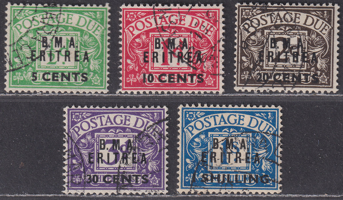 BOIC Eritrea 1948 KGVI BMA Postage Due Surcharge Set Used SG ED1-ED5 cat £120