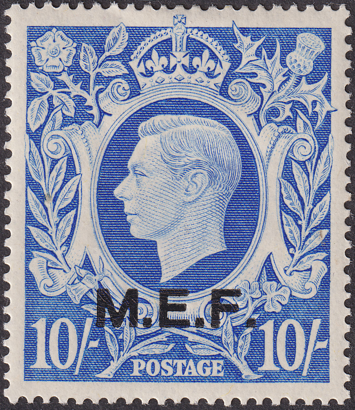BOIC MEF 1947 KGVI Overprint 10sh Ultramarine Mint SG M21 cat £50