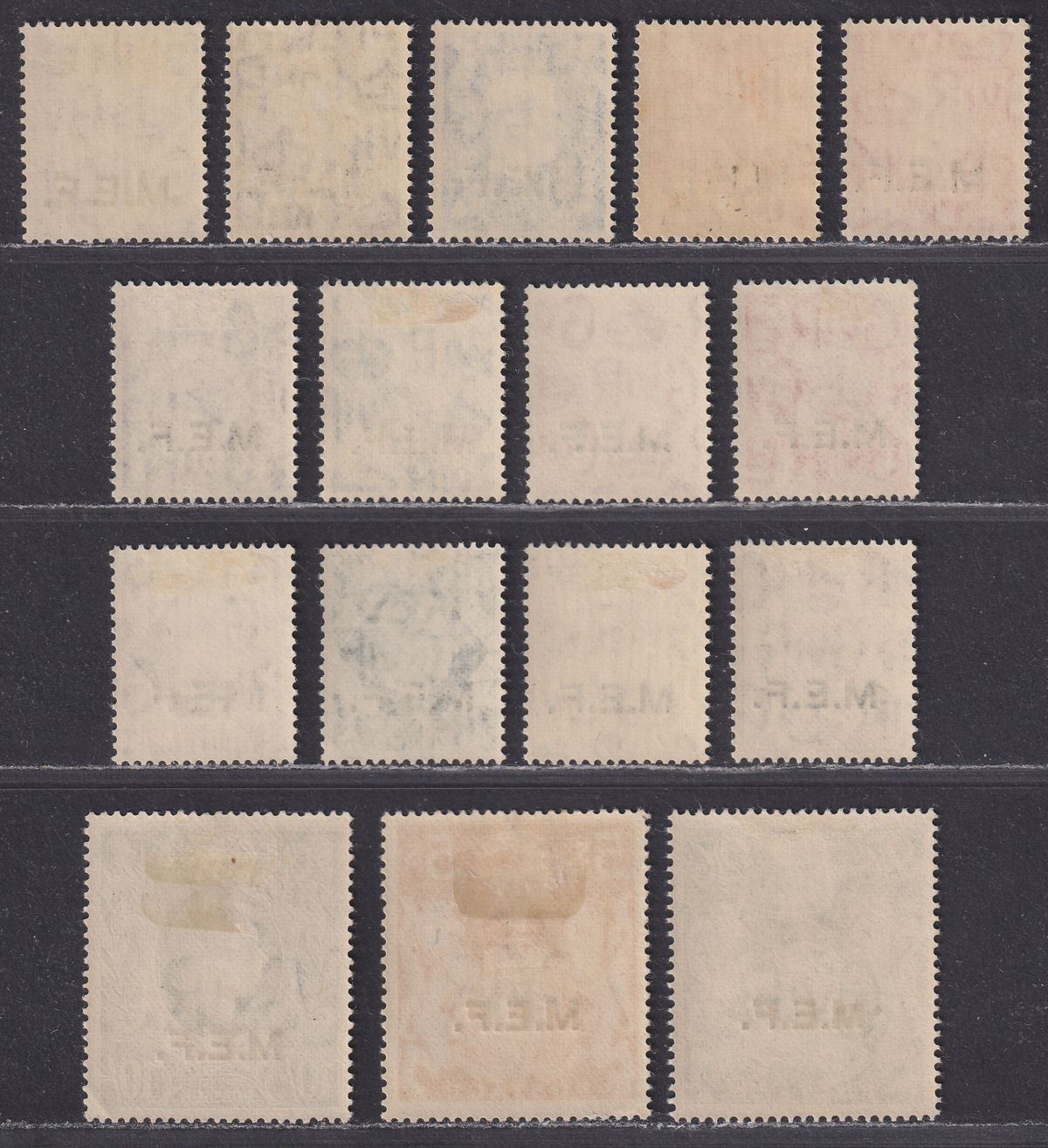 BOIC 1942-47 KGVI MEF Forces Overprint Sets Mint cat £100