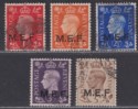 Click for more photos and details BOIC 1942 KGVI MEF Forces Overprint Set Used SG M1-M5 cat £16