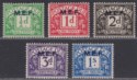 Click for more photos and details BOIC 1942 KGVI MEF Postage Due Overprint Set Mint SG MD1-MD5 cat £6.50