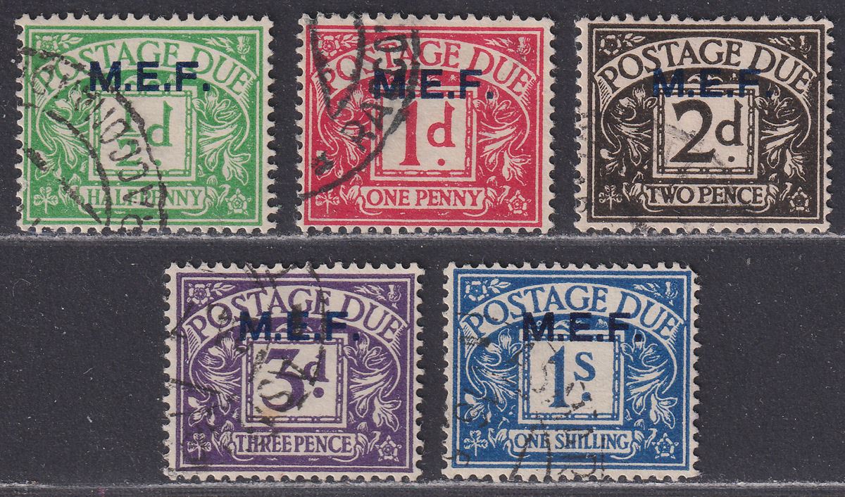BOIC 1942 KGVI MEF Postage Due Overprint Set Used SG MD1-MD5 cat £50