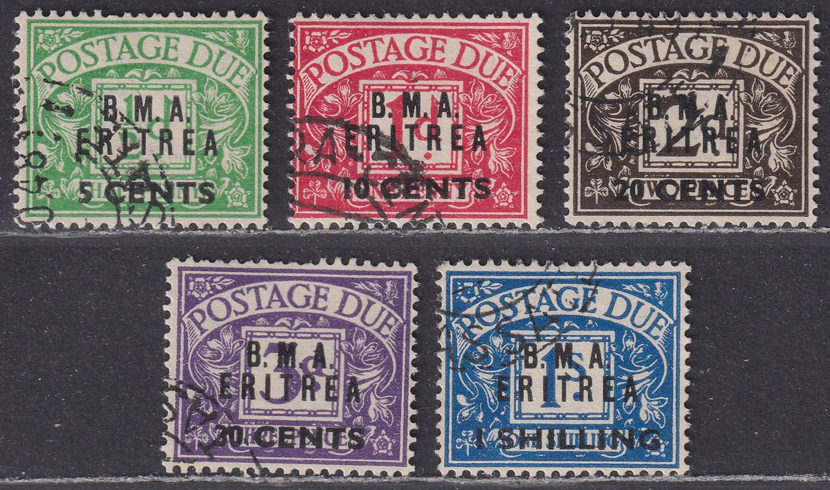 BOIC Eritrea 1948 KGVI BMA Postage Due Surcharge Set Used SG ED1-ED5 cat £120