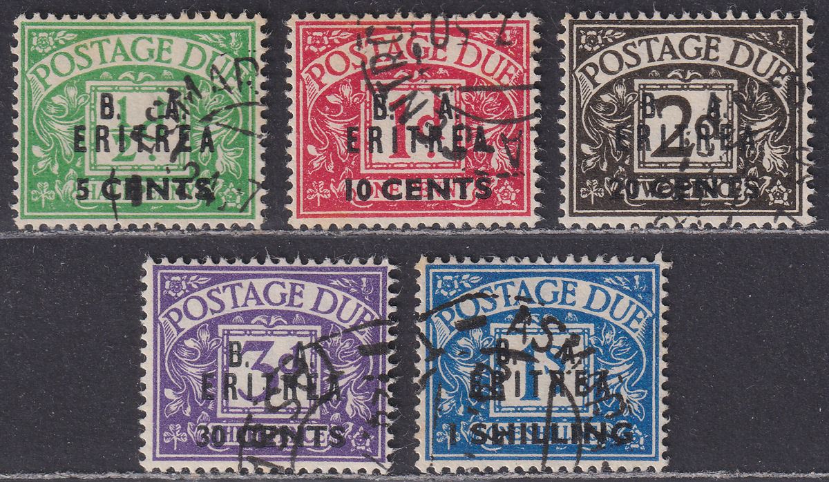 BOIC Eritrea 1950 KGVI BA Postage Due Surcharge Set Used SG ED6-ED10 cat £180