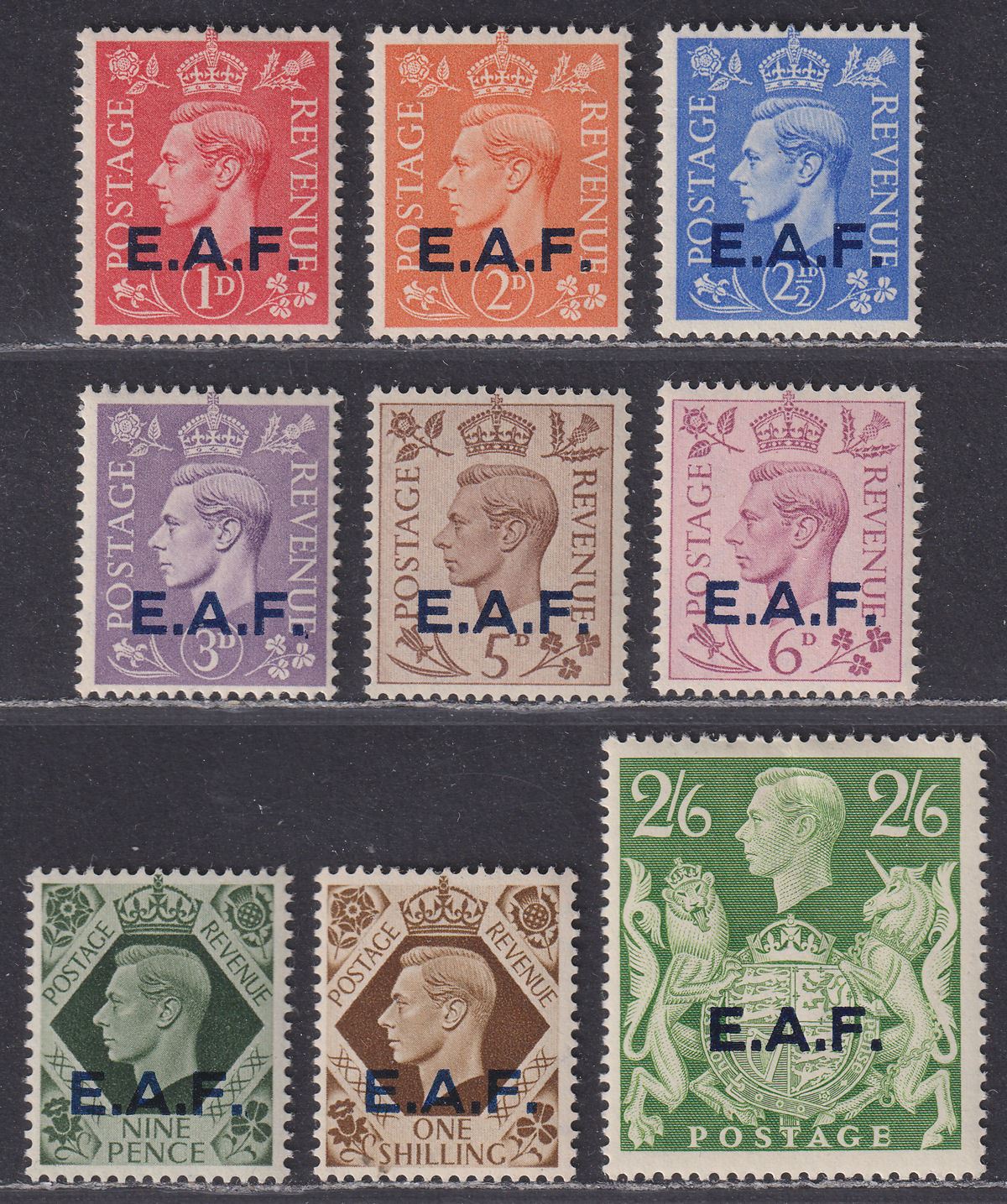 BOIC Somalia 1943 KGVI EAF Overprint Set Mint SG S1-S9 cat £55