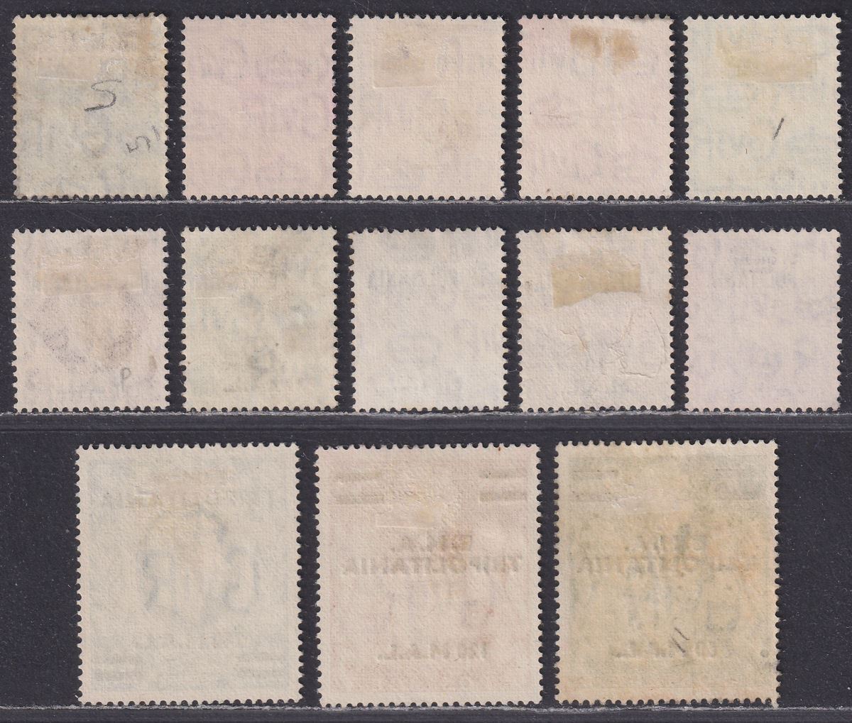BOIC Tripolitania 1948 KGVI BMA Surcharge Set Used* SG T1-T13 c£200 suspect pmks
