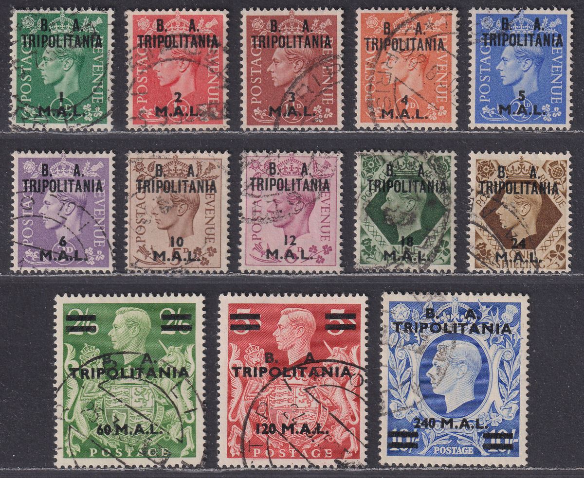 BOIC Tripolitania 1950 KGVI BA Surcharge Set Used SG T14-T26 cat £190