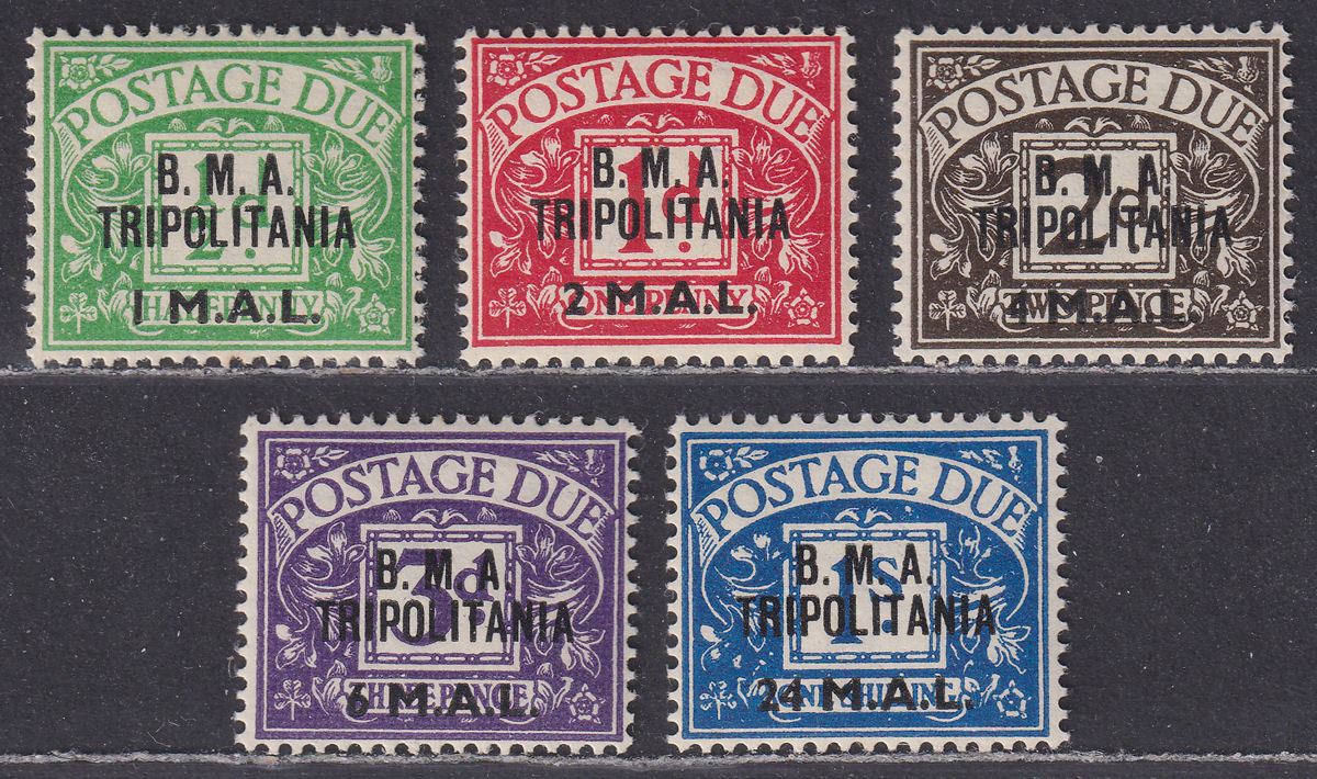 BOIC Tripolitania 1948 KGVI BMA Postage Due Surcharge Set Mint SG TD1-TD5 cat£50