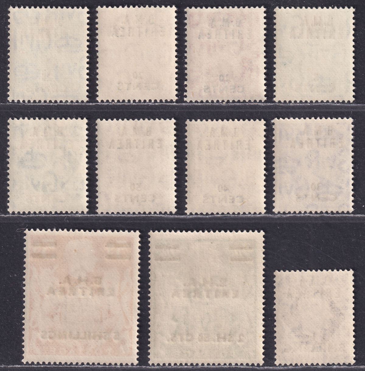 BOIC Eritrea 1948 KGVI BMA Surcharge Part Set to 5sh UM Mint MNH cat £40