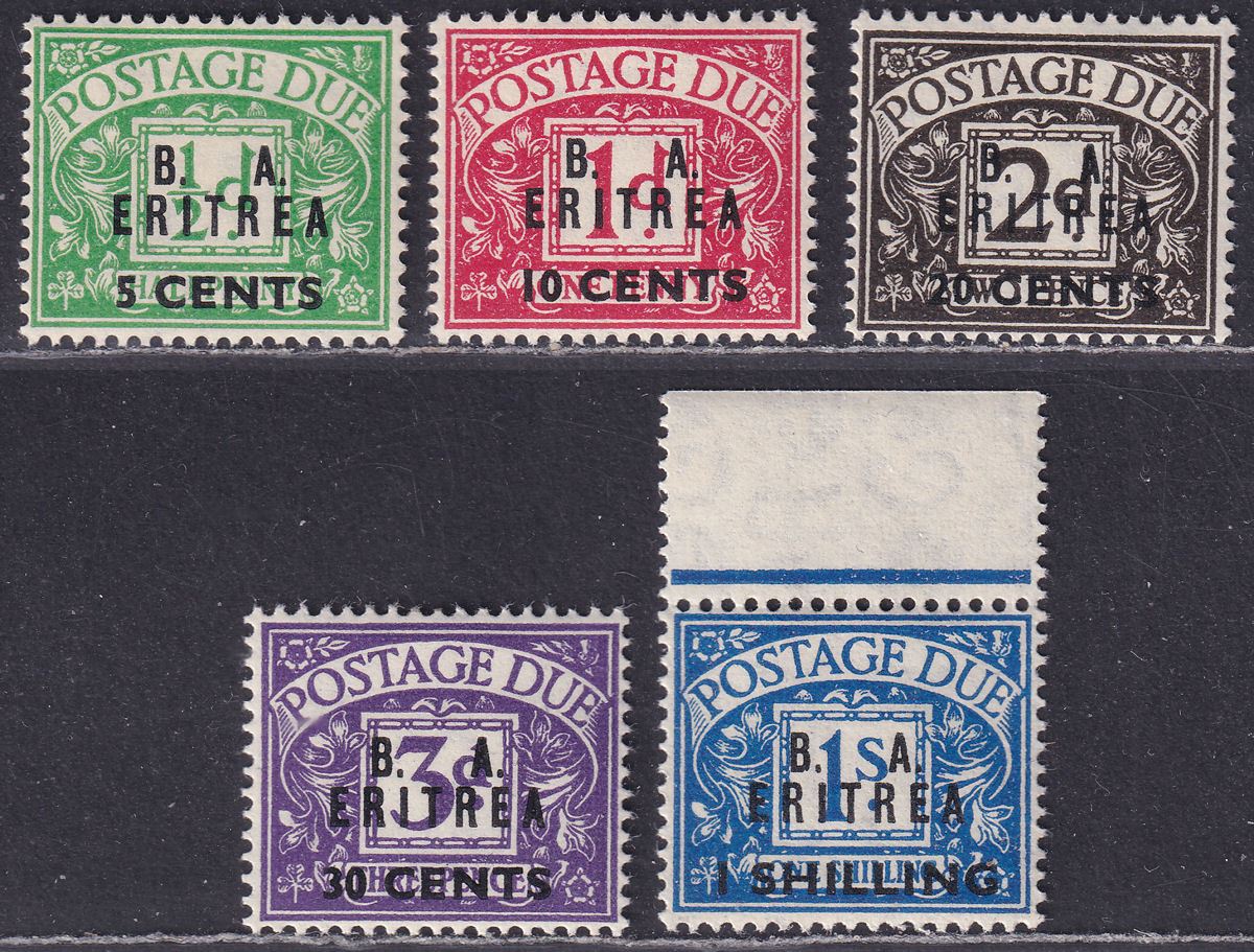 BOIC Eritrea 1950 KGVI BA Postage Due Surcharge Set Mint SG ED6-ED10 cat £80