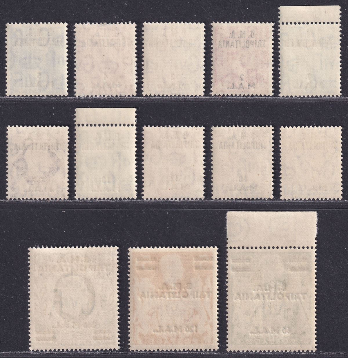 BOIC Tripolitania 1948 KGVI BMA Surcharge Set UM Mint SG T1-T13 cat £75 MNH