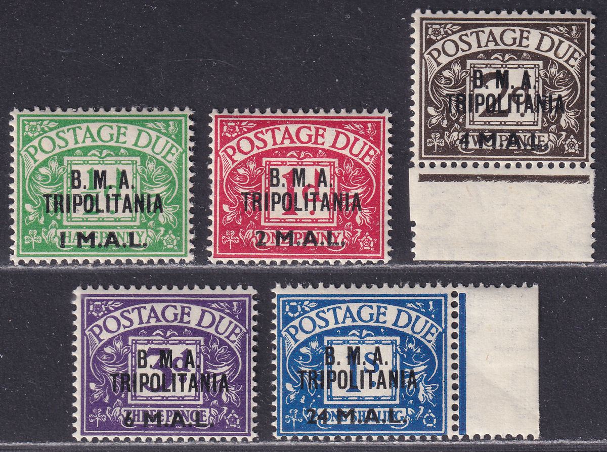 BOIC Tripolitania 1948 KGVI BMA Postage Due Surcharge Set UM Mint SG TD1-5 c£50