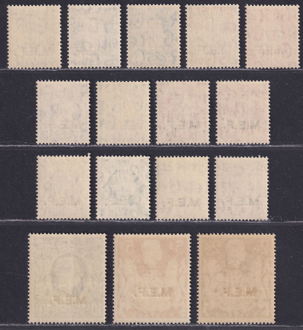 BOIC 1942-47 KGVI MEF Forces Overprint Sets Mint cat £100