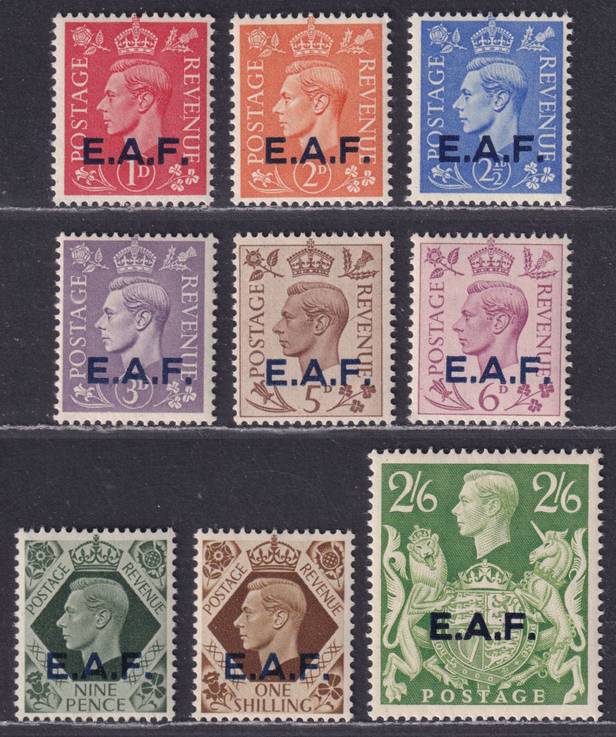 BOIC Somalia 1943 KGVI EAF Overprint Set Mint SG S1-S9 cat £55