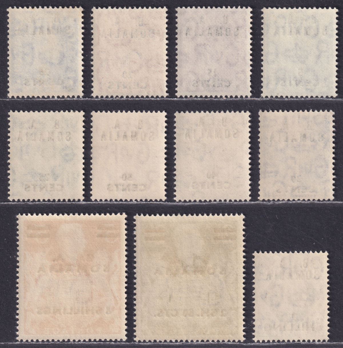 BOIC Somalia 1950 KGVI BA Surcharge Set UM Mint SG S21-31 cat £38 MNH