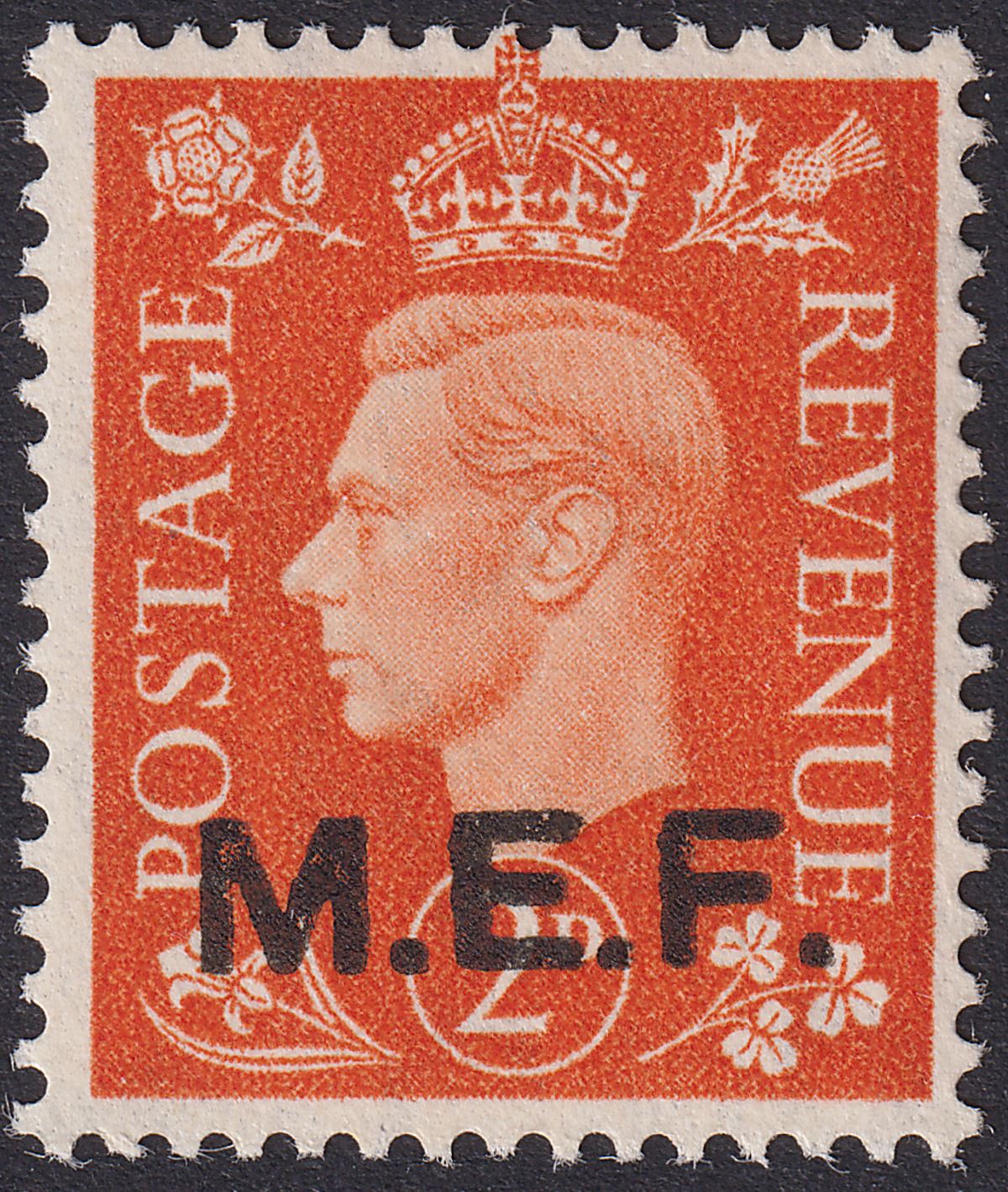 BOIC 1942 KGVI MEF Forces Overprint M2a Rough Letters 2d Mint SG M7a cat £65