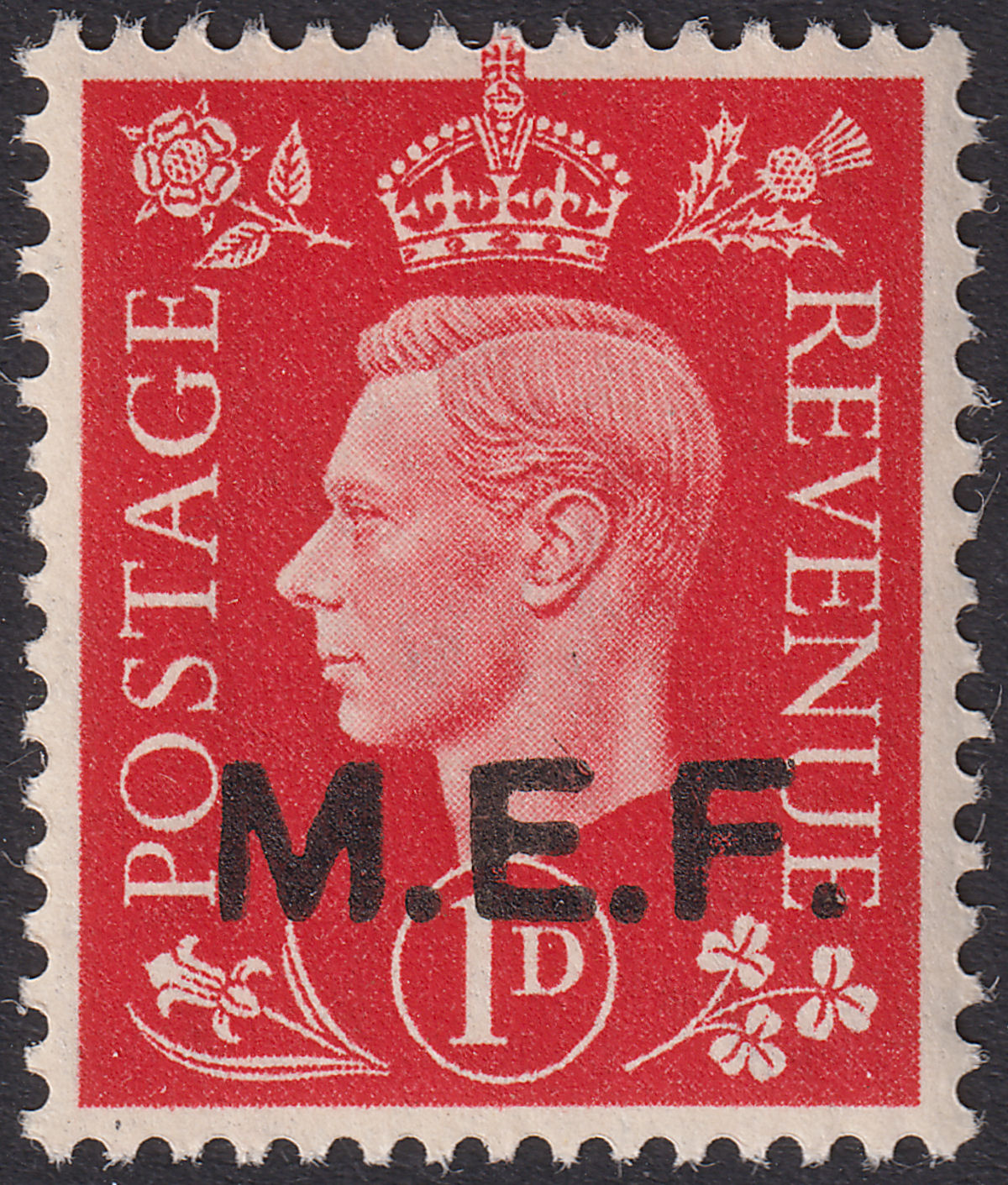 BOIC 1942 KGVI MEF Forces Overprint M2a Rough Letters 1d Mint SG M6a cat £40