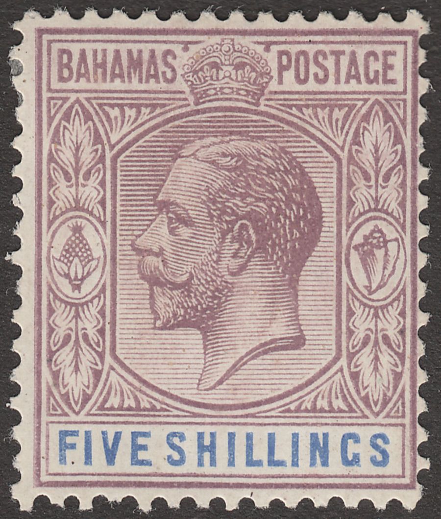 Bahamas 1912 KGV 5sh Dull Purple and Blue wmk Crown Mint SG88