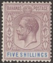 Bahamas 1912 KGV 5sh Dull Purple and Blue wmk Crown Mint SG88