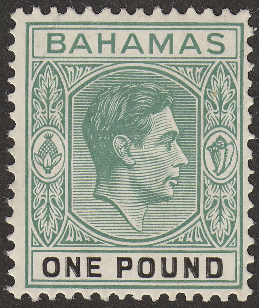 Bahamas 1938 KGVI £1 Deep Grey-Green and Black Mint SG157