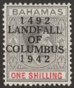 Click for more photos and details Bahamas 1942 KGVI Columbus 1sh Brownish Grey and Scarlet Mint SG171