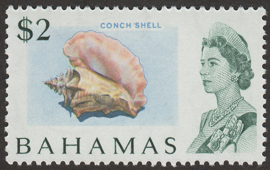 Bahamas 1971 QEII $2 Conch Shell Whiter Paper Mint SG308a