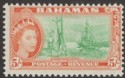 Click for more photos and details Bahamas 1954 QEII 5sh Bright Emerald and Orange Mint SG214