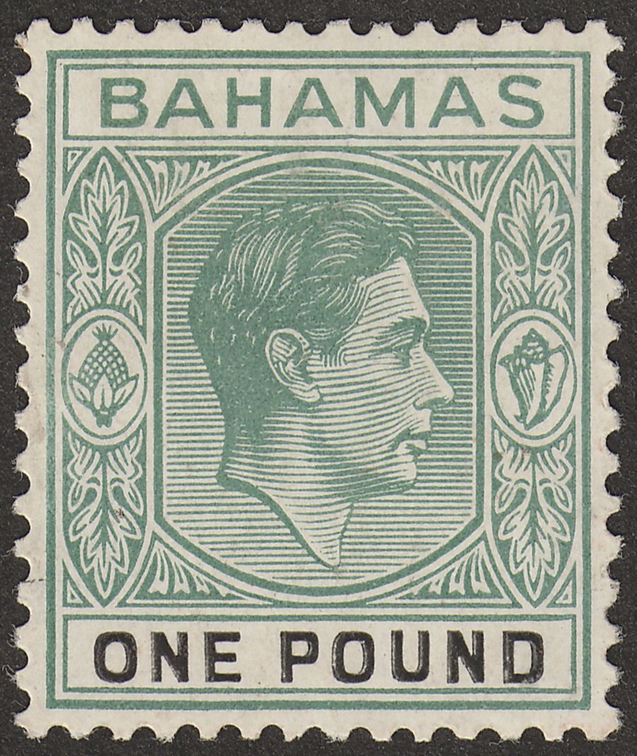 Bahamas 1938 KGVI £1 Deep Grey-Green and Black Mint SG157