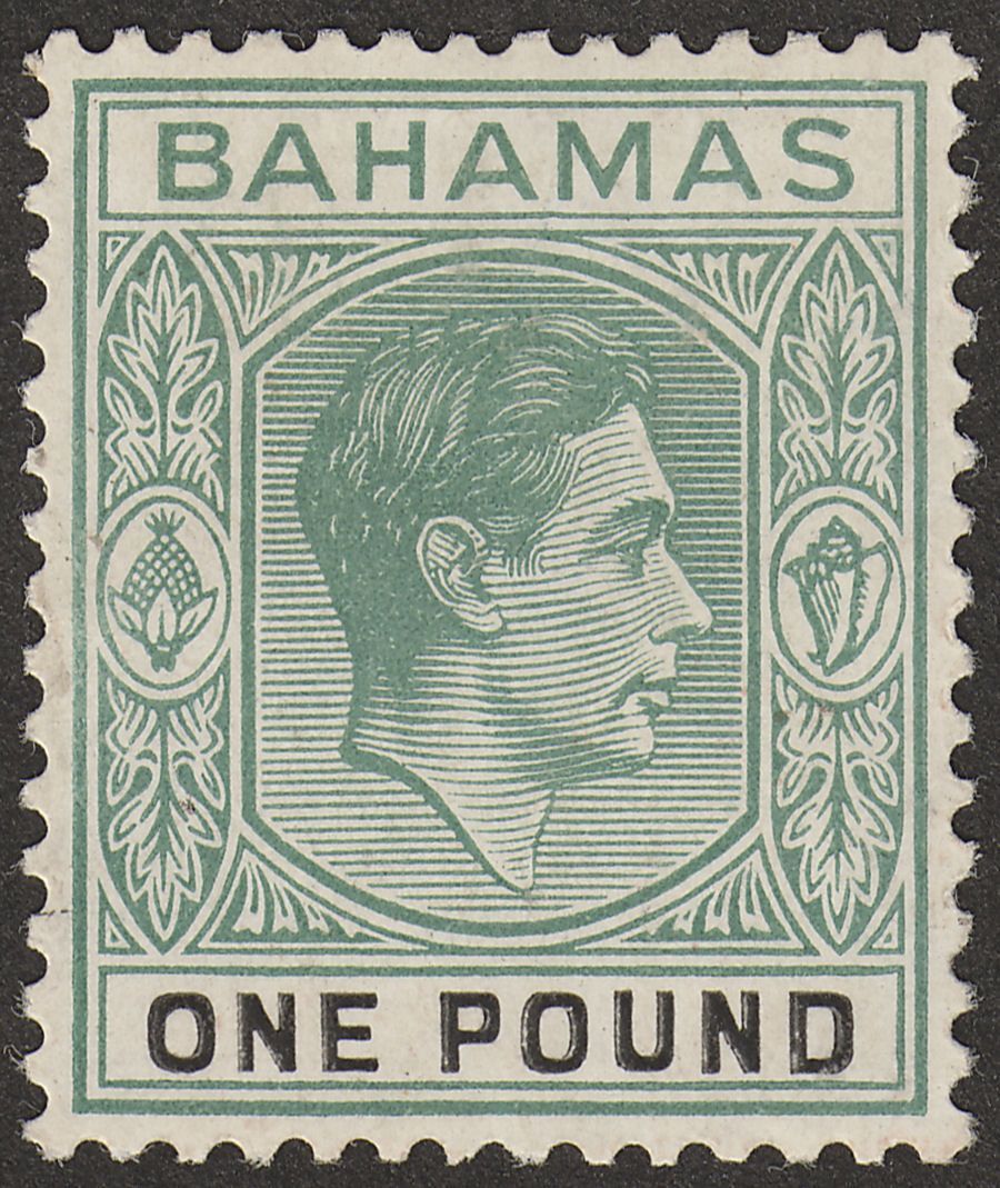 Bahamas 1938 KGVI £1 Deep Grey-Green and Black Mint SG157