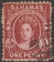 Bahamas 1862 QV Chalon 1d Brown-Lake perf 13 Used SG17 cat £140