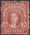 Bahamas 1863 QV Chalon 1d Carmine-Lake perf 12½ Unused SG21 cat £120 as mint