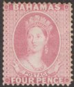 Bahamas 1876 QV Chalon 4d Dull Rose* perf 14 Unused SG36 cat £1500 as mint