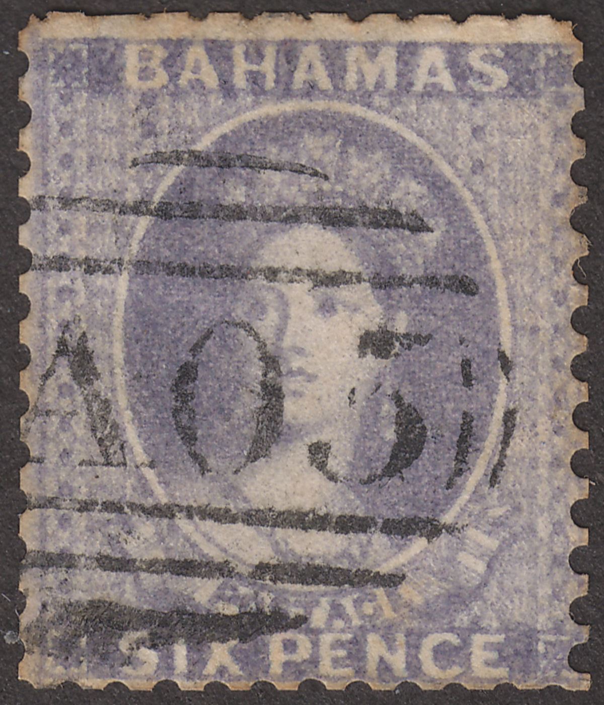 Bahamas 1862 QV Chalon 6d Lavender-Grey perf 11½, 12 Compound 11* Used SG15