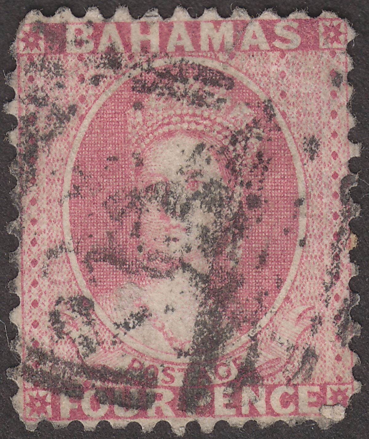 Bahamas 1882 QV Chalon 4d Rose perf 12 Used SG41 cat £45